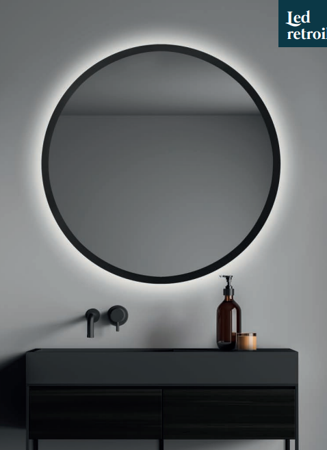 Espejo redondo iluminado con marco - Meet Home