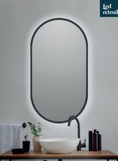 Espejo rectangular circulo iluminado con marco - Meet Home