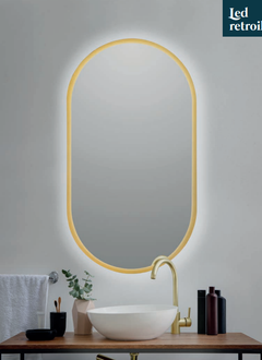 Espejo rectangular circulo iluminado con marco - Meet Home